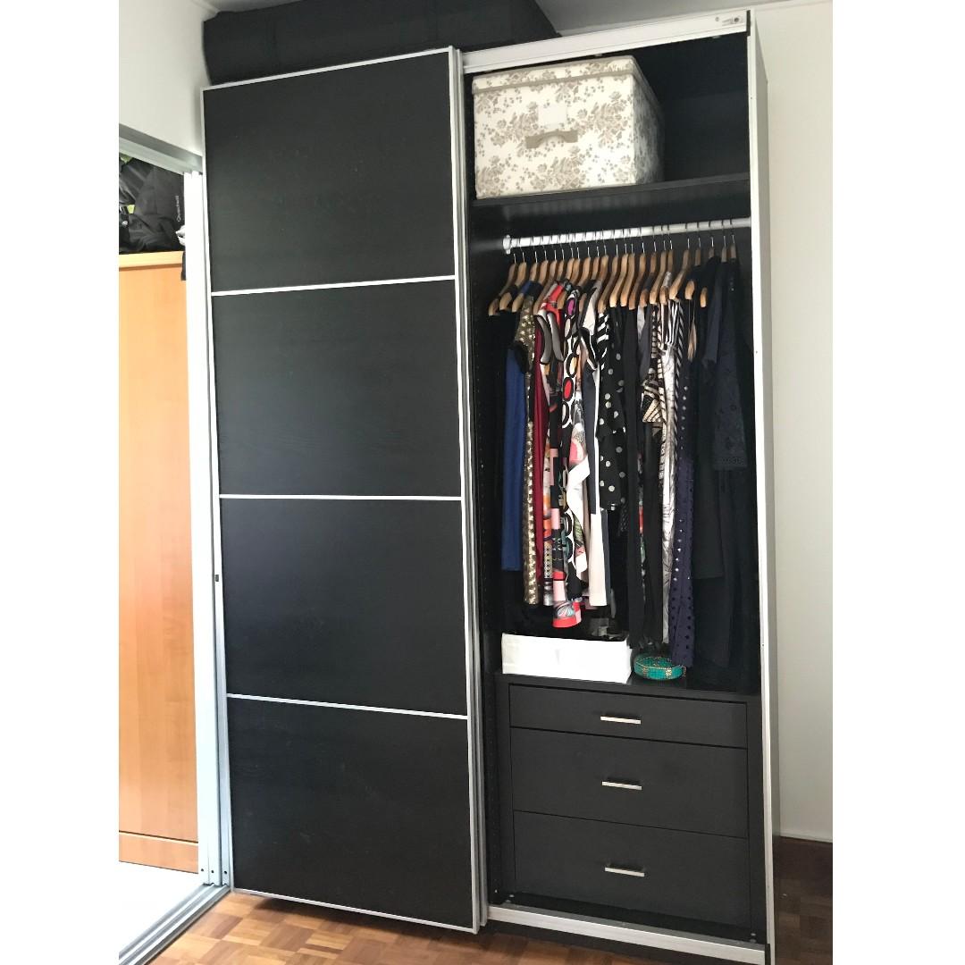Full Length Mirror Sliding Door Wardrobe Furniture Shelves