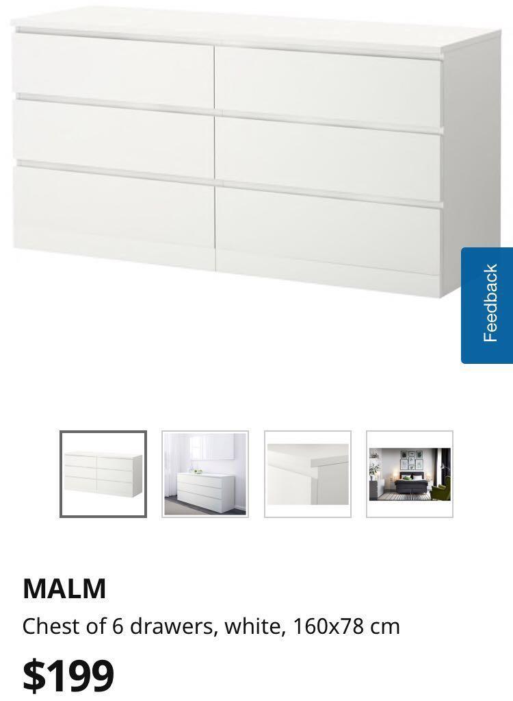 Ikea Malm Chest Of 6 Drawers White On Carousell