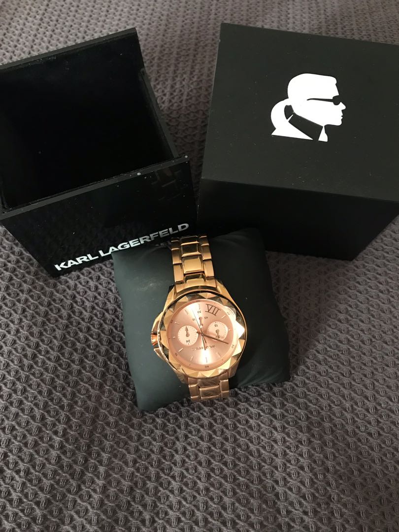 Karl lagerfeld rose gold watch on sale