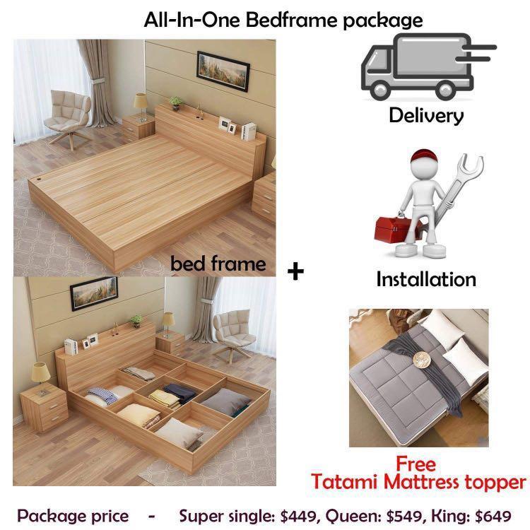 Storage Bed Frame Installation Delivery Free Topper Furniture Beds Mattresses On Carousell
