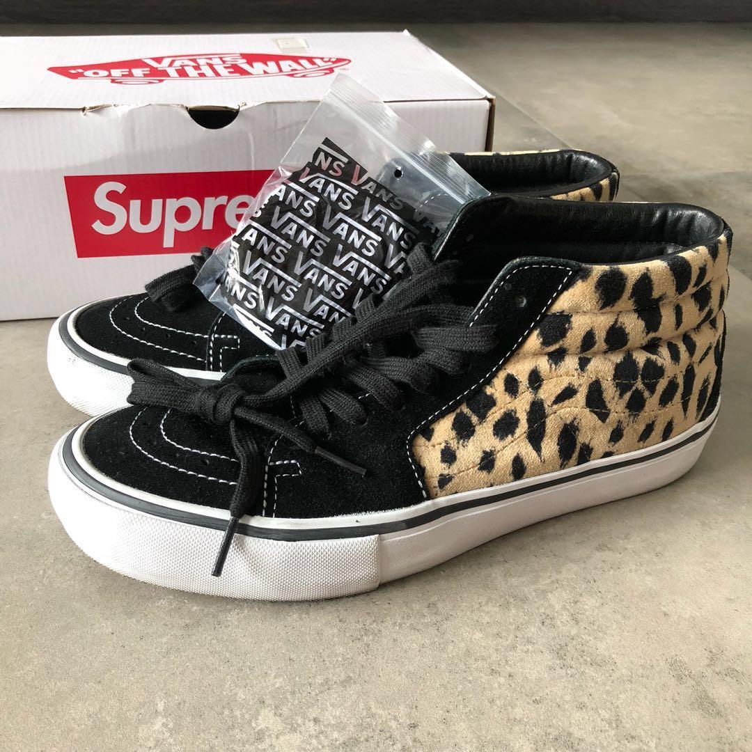 Supreme X Vans Sk8-Mid Pro Cheetah Velvet Black S/S 17 Mens Size 13