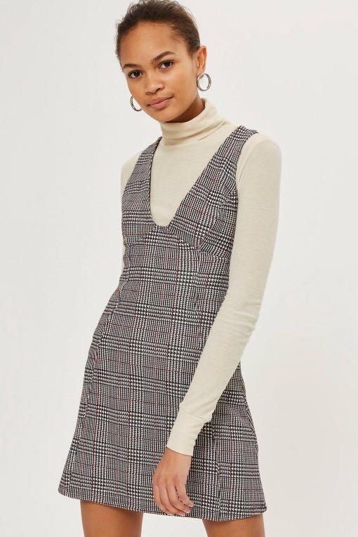 Topshop gingham sales pinafore dress