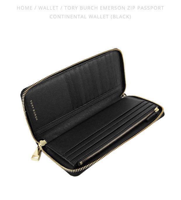 Tory Burch Emerson zip passport continental wallet (black), Luxury, Bags &  Wallets on Carousell