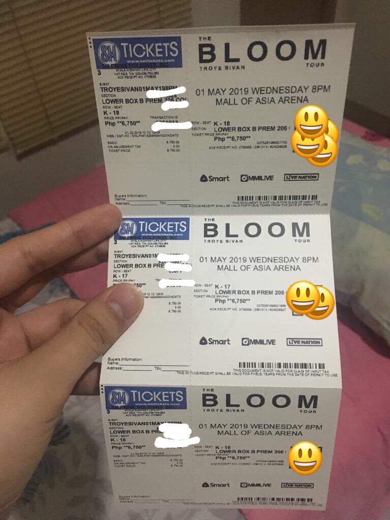 Troye Sivan Bloom Tour Manila Lower Box Tickets (3), Tickets & Vouchers ...