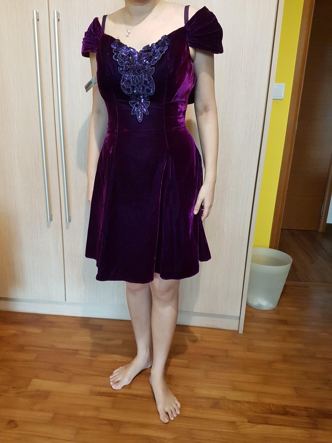 Royal purple velvet dress clearance