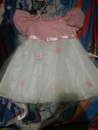dress pink putih