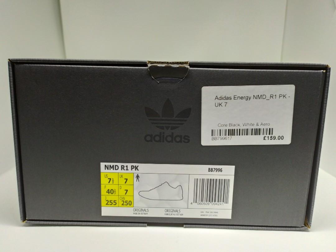 Adidas NMD R1 PK Marble Black White Aero Green Size US 7.5 UK
