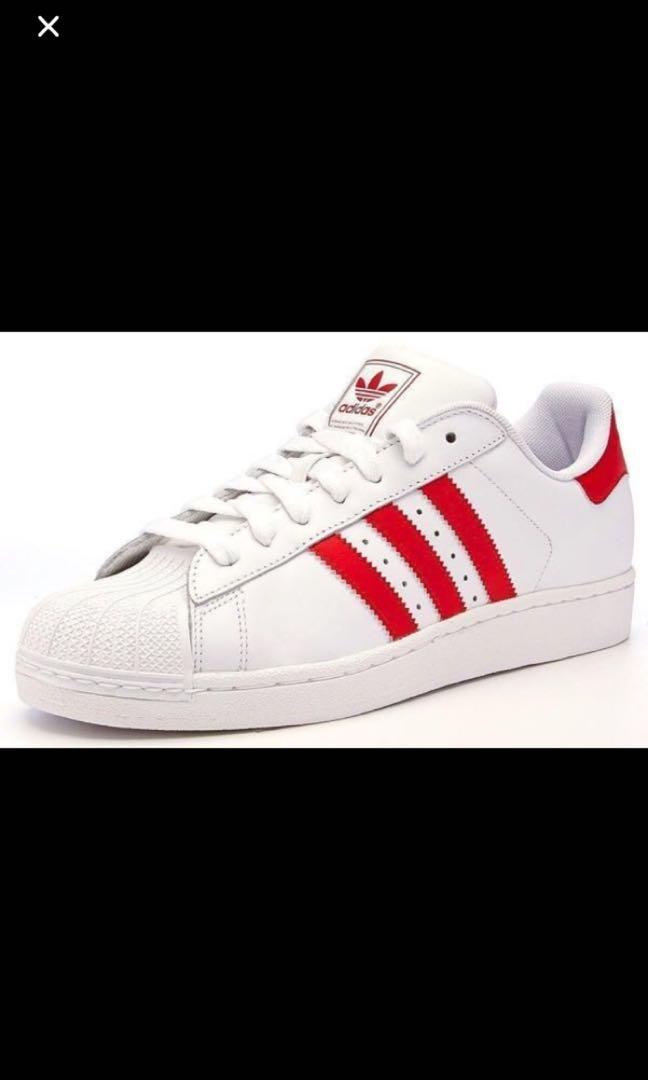 adidas superstar with red stripes