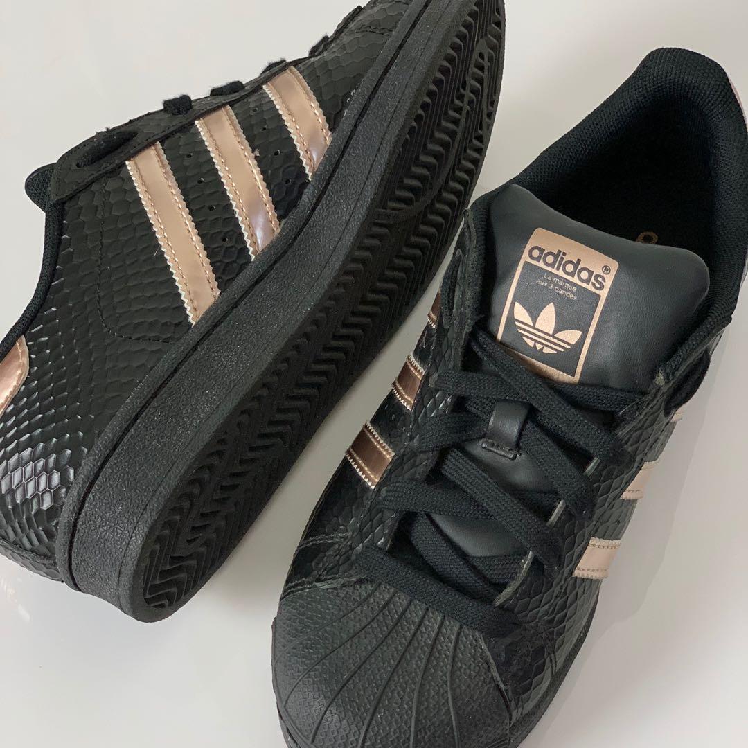 Adidas Superstar Gold/Black, Women's Fashion, Sneakers on
