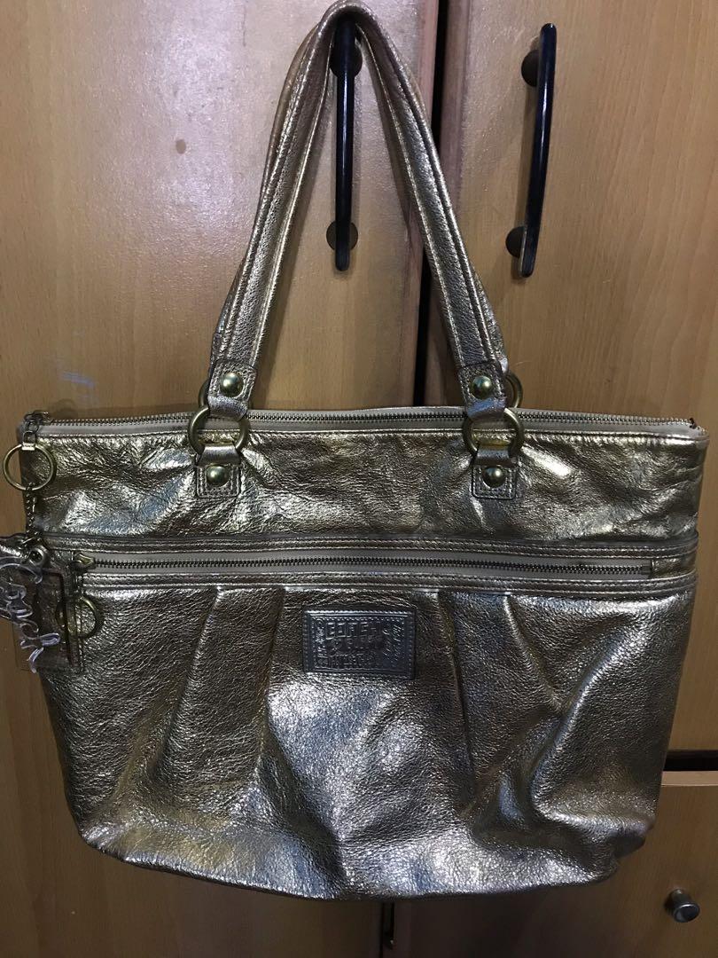 Coach gold store metallic tote bag