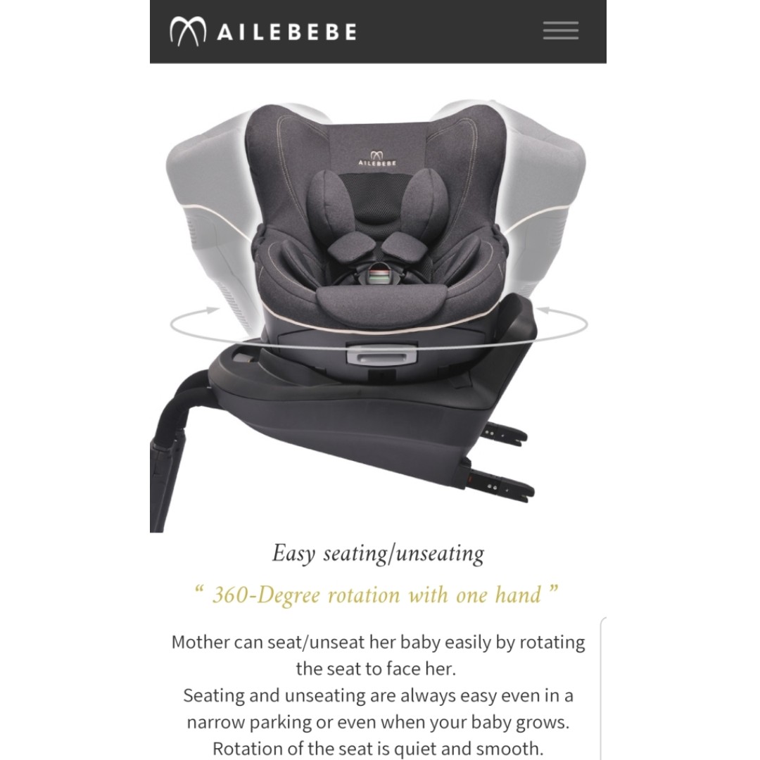Ailebebe Kurutto Premium Baby Car Seat Made in Japan, Babies & Kids, Going Out, Car Seats on