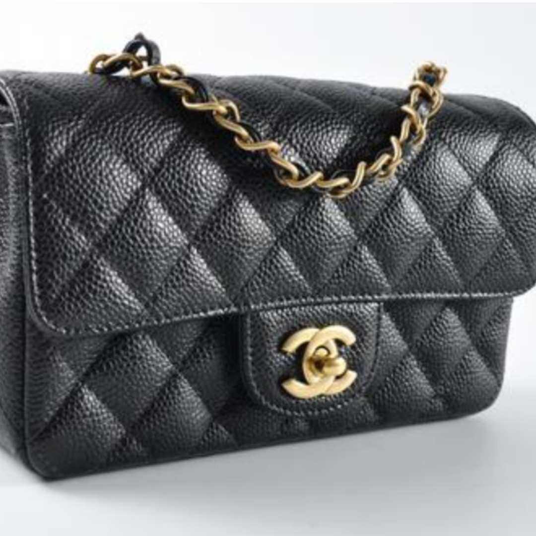 CHANEL MINI FLAP RECTANGULAR BAG BLACK CAVIAR