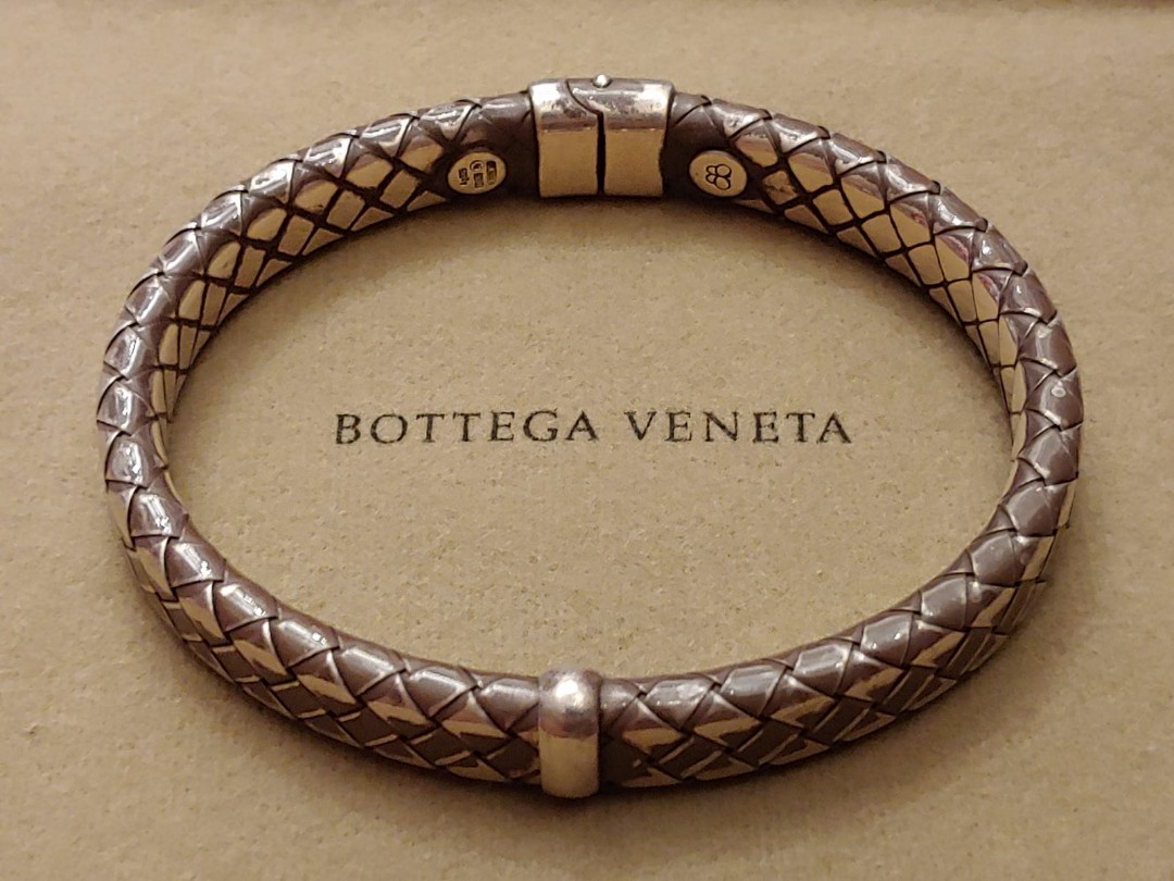 Bottega Veneta Intrecciato Leather Bracelet - Sterling Silver