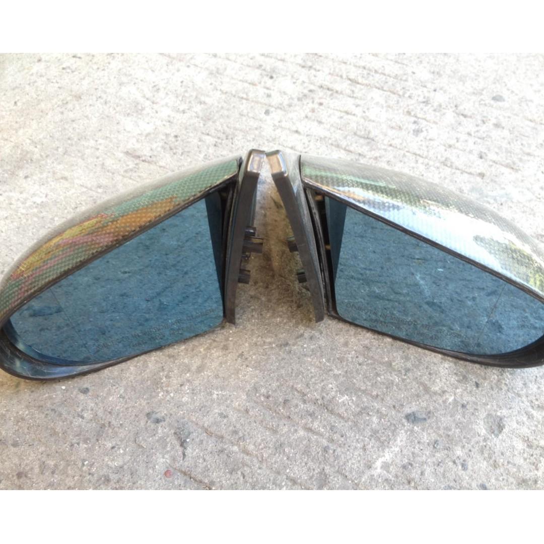 Carbon Fiber Spoon style side mirror Blue Lens (EK 96-00), Car 