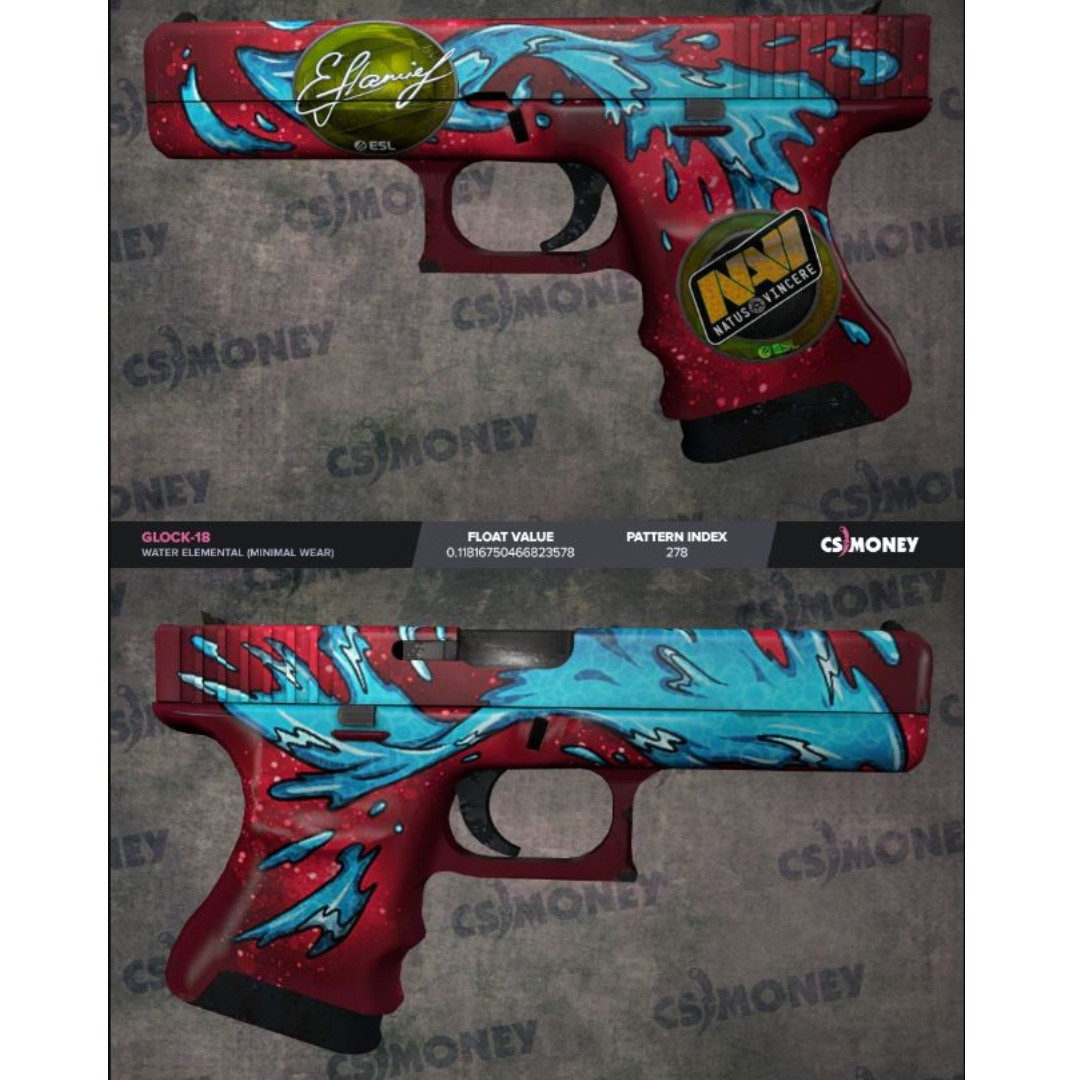 CSGO Glock Water Elemental MW, Video Gaming, Gaming Accessories, Game