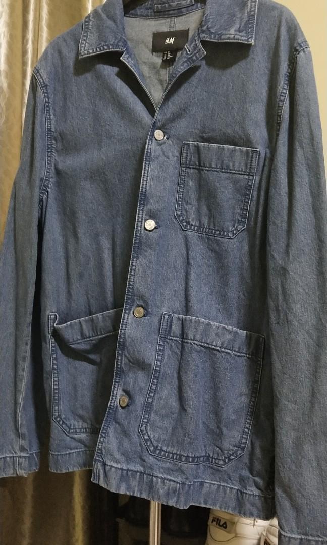 Blue button up jacket clearance