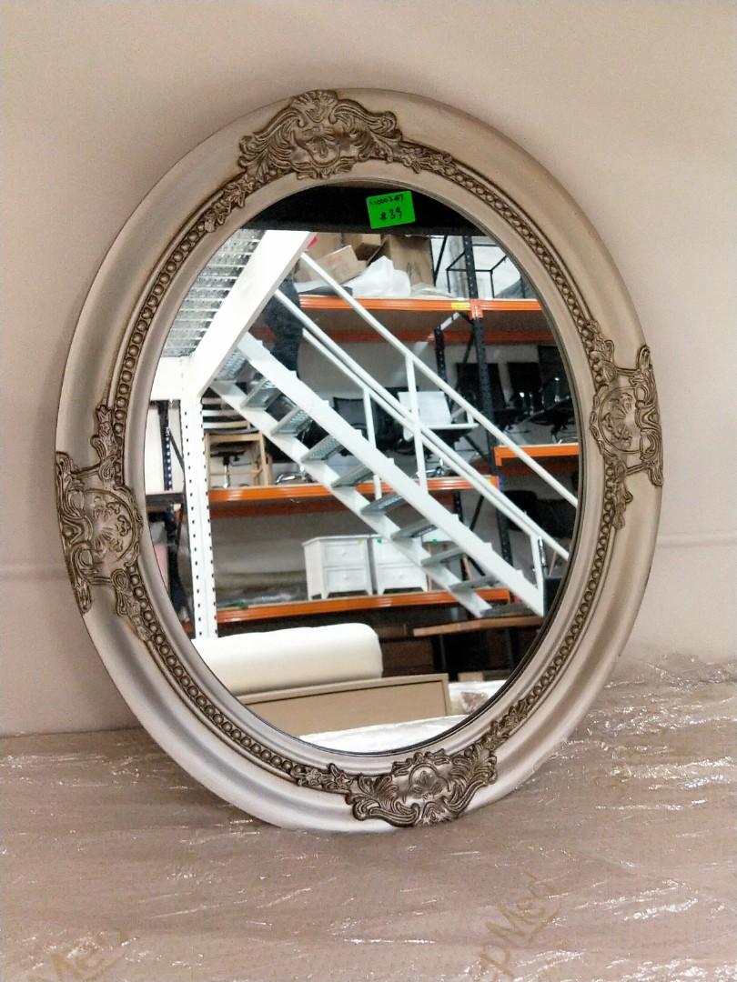 Eliza Oval Antique Silver Hanging Mirror Furniture Home Decor Others On Carousell