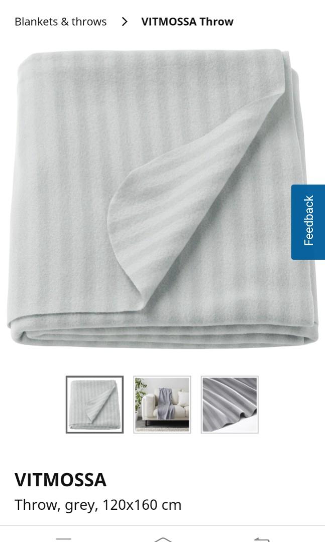 NEW 2 x IKEA VITMOSSA Grey Fleece Sofa Throws 120x160cm 