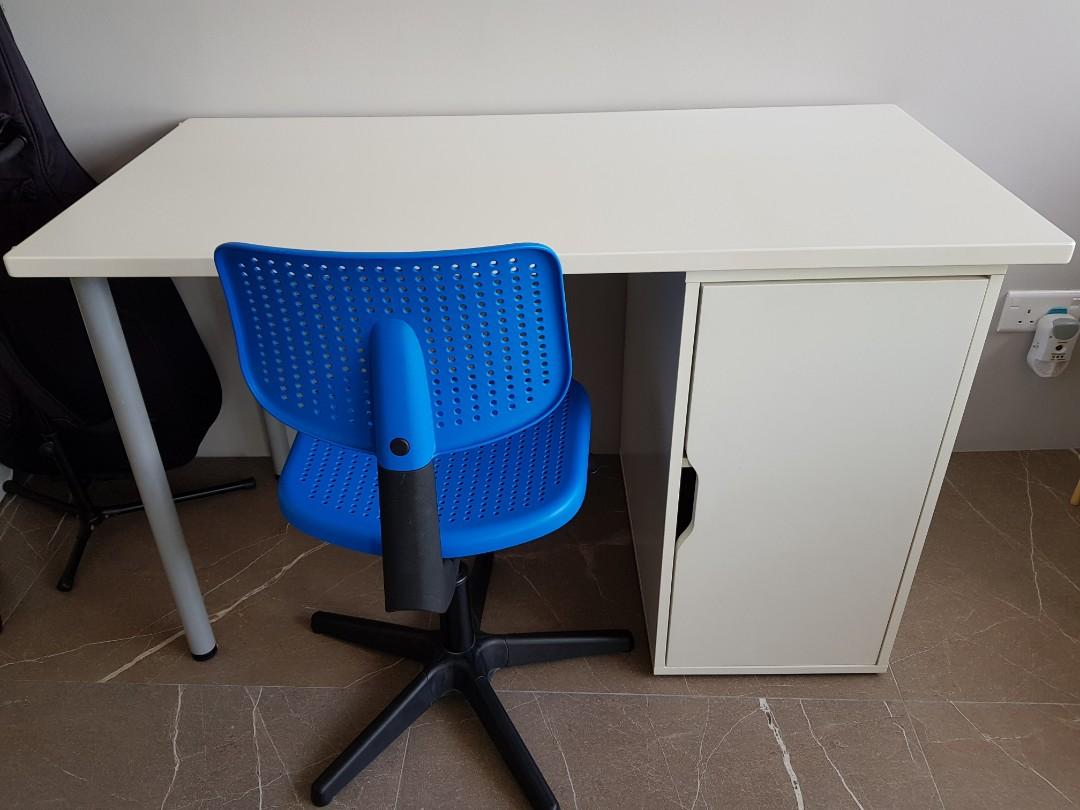 Ikea White Hissmon Study Table Desk Alex Cabinet Jr Chair Furniture Tables Chairs On Carousell