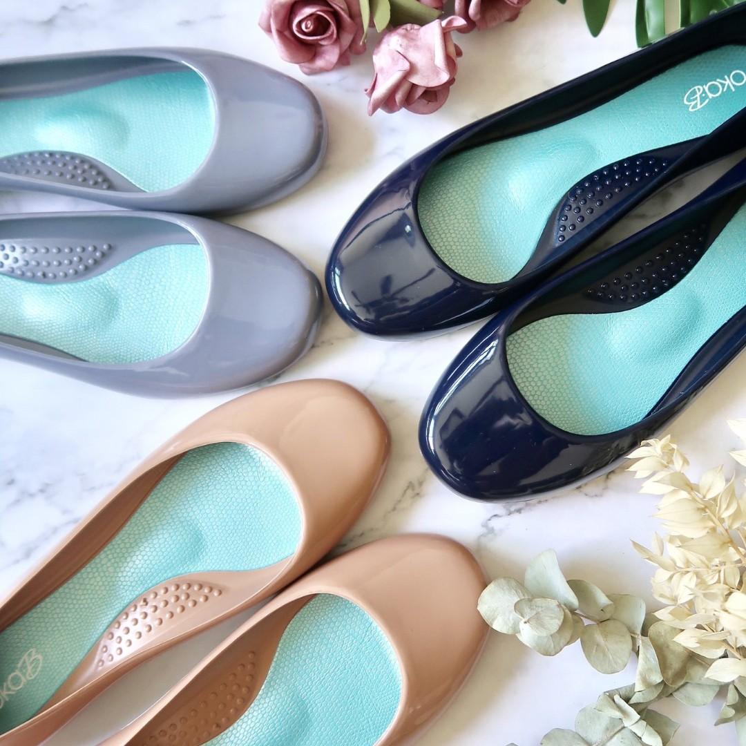 dusty blue flat shoes