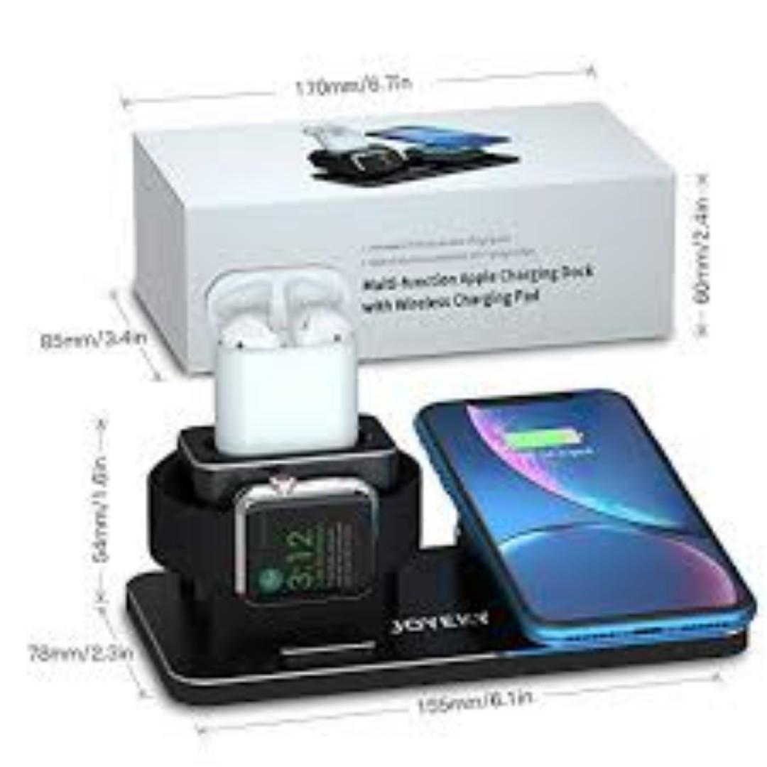 Multifunction Apple Charging Dock With Wireless Qi Pad Mobile Phones Tablets Mobile Tablet Accessories Power Banks Chargers On Carousell