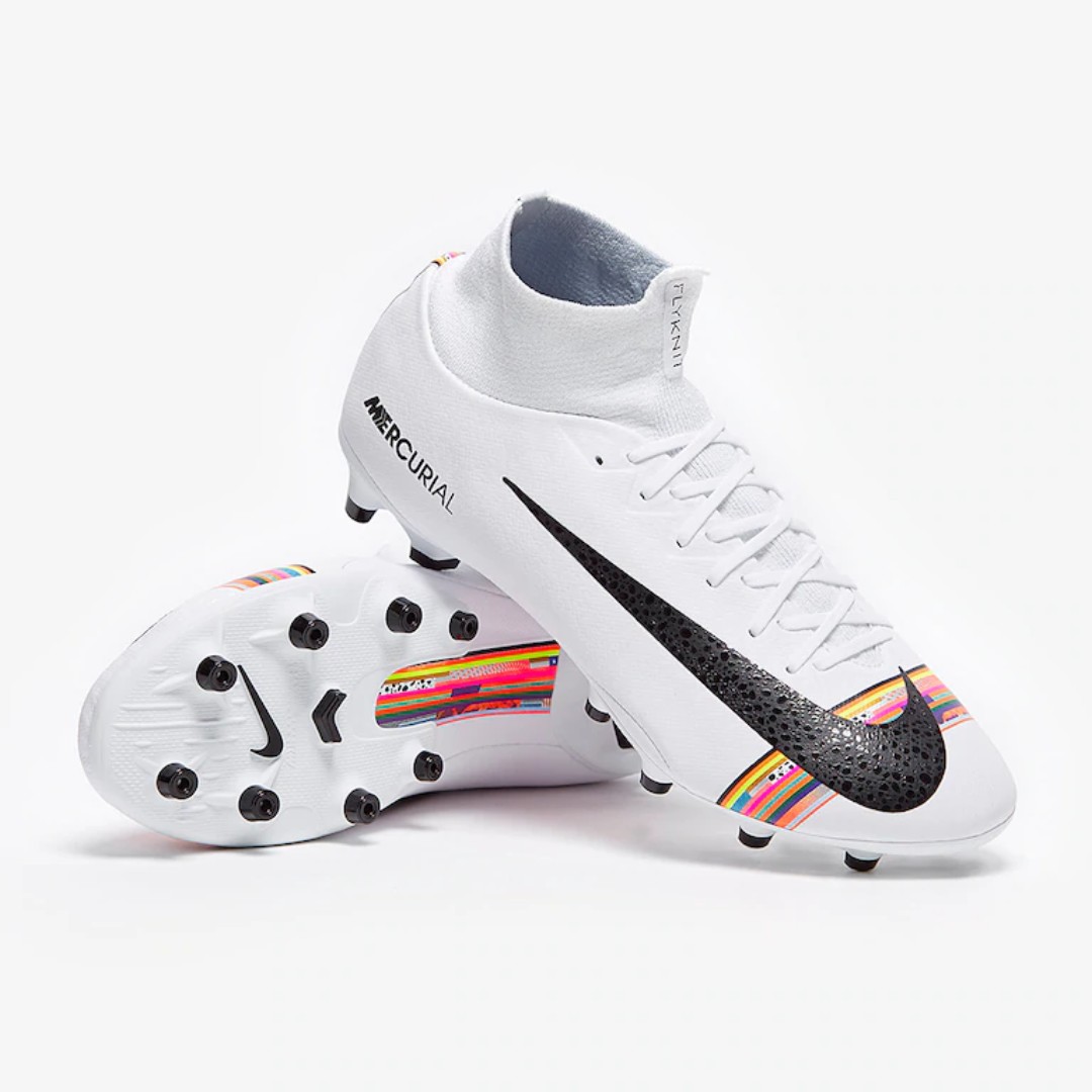 Mercurial Superfly VI Up Pro AG Artificial Ground Turf White CR7 White Black Rainbow, Men's Fashion, Boots on Carousell