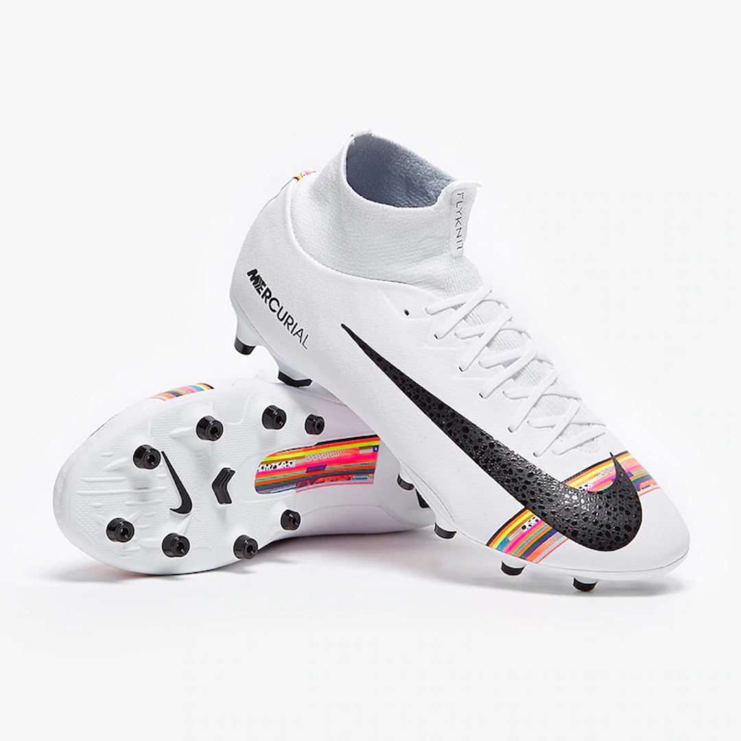 Nike Mercurial Superfly VI Lvl Up Pro AG Artificial Ground Turf White CR7 White Black Rainbow