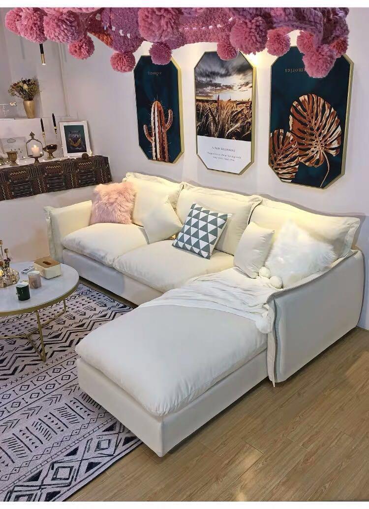 Nordic soft fabric couch, natural latex filling. 90new, Furniture & Home Living, Furniture