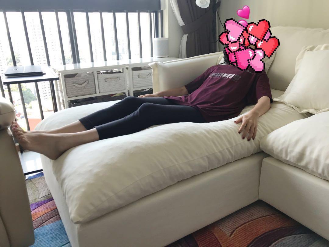 Nordic soft fabric couch, natural latex filling. 90new, Furniture & Home Living, Furniture