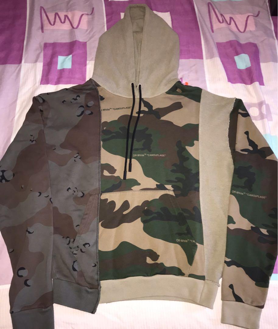 Off white discount reconstructed camo hoodie