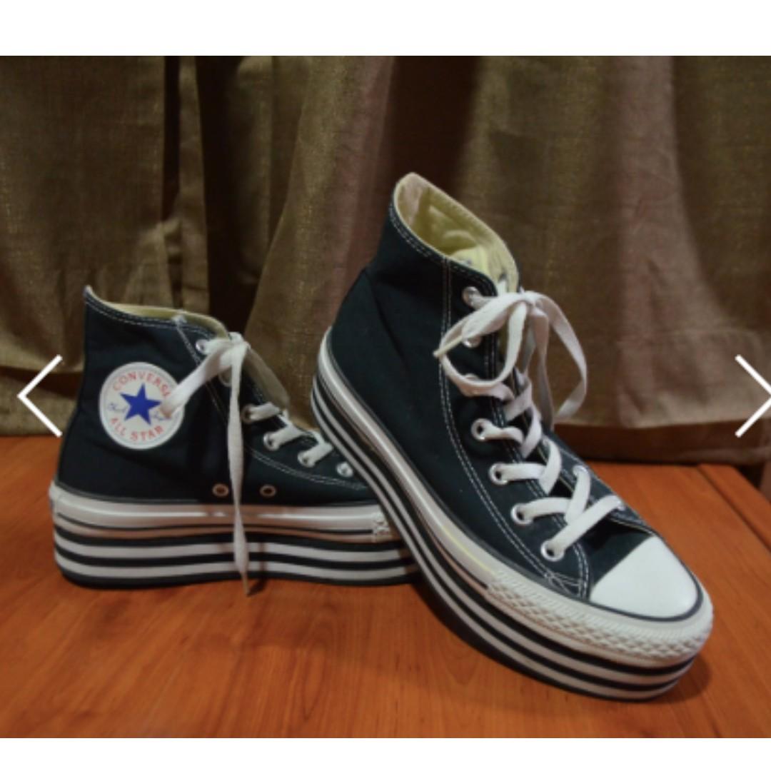 converse double platform black