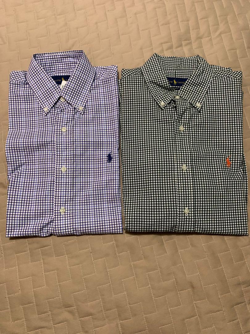 polo ralph lauren blue & green plaid shirt