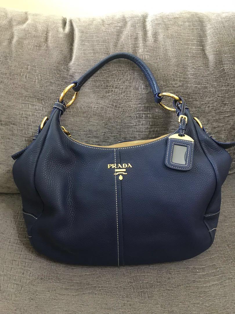 Daino calfskin leather hobo prada outlet