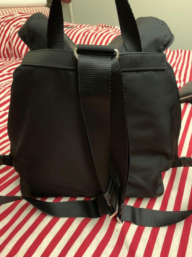 Prada Zainetto Unisex Black Tessuto Nylon Backpack Rucksack Leather Trim  1BZ005 #EndGameYourExcess, Luxury, Bags & Wallets on Carousell
