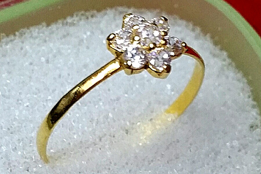 Gold ring with hotsell white stone