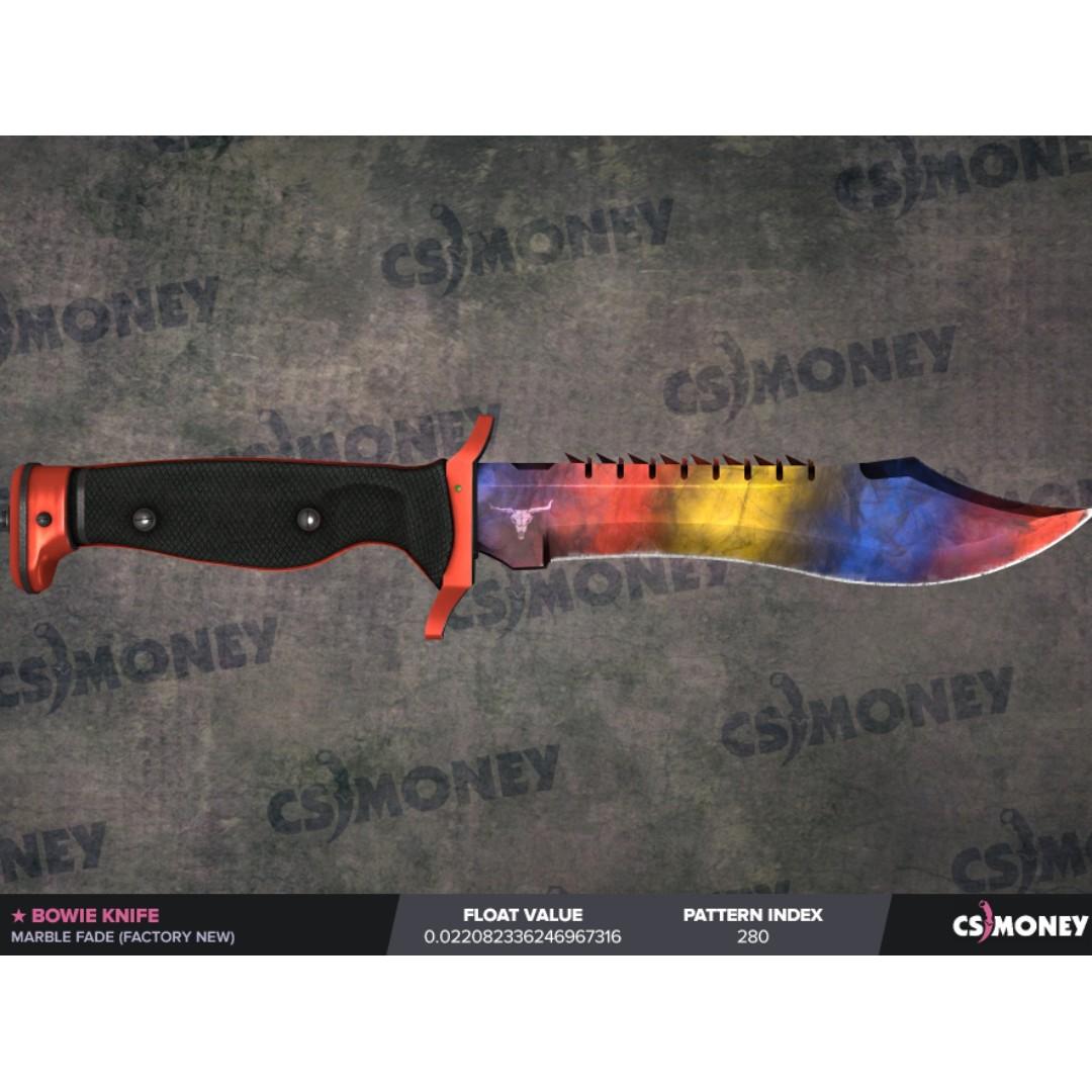 Steam Csgo Bowie Knife Marble Fade Factory New Red Tip Toys Games Video Gaming In Game Products On Carousell