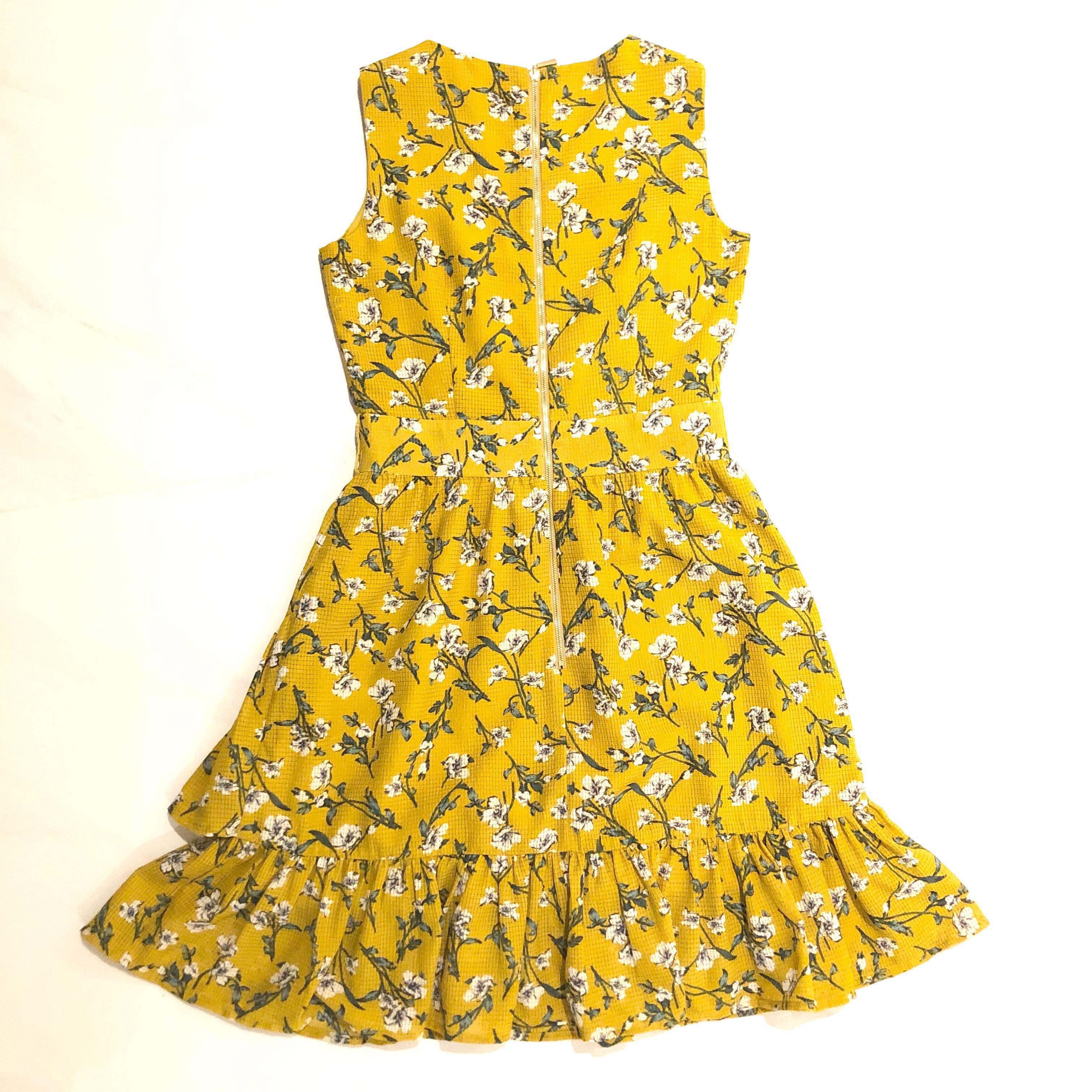 Yellow floral ruffles dress ASOS Zara Dorothy Perkins fashmob tcl love bonito Women s Fashion Dresses Sets Dresses on Carousell