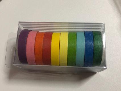 Rainbow washi tape 8mm x 2m x 10 rolls