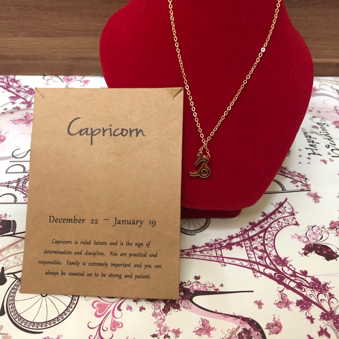 Aksesoris Wanita Liontin Simple Kalung Zodiak Capricorn