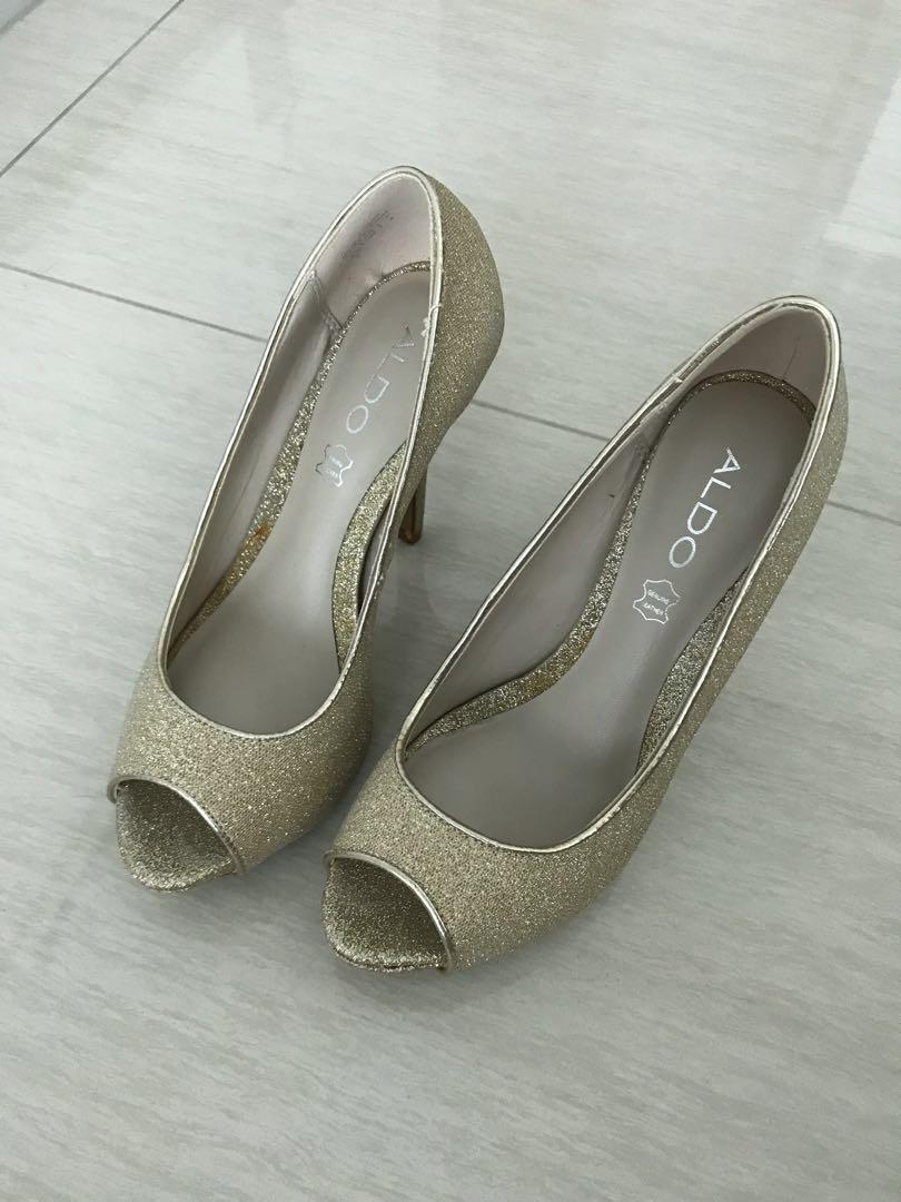 gold open toe shoes heels