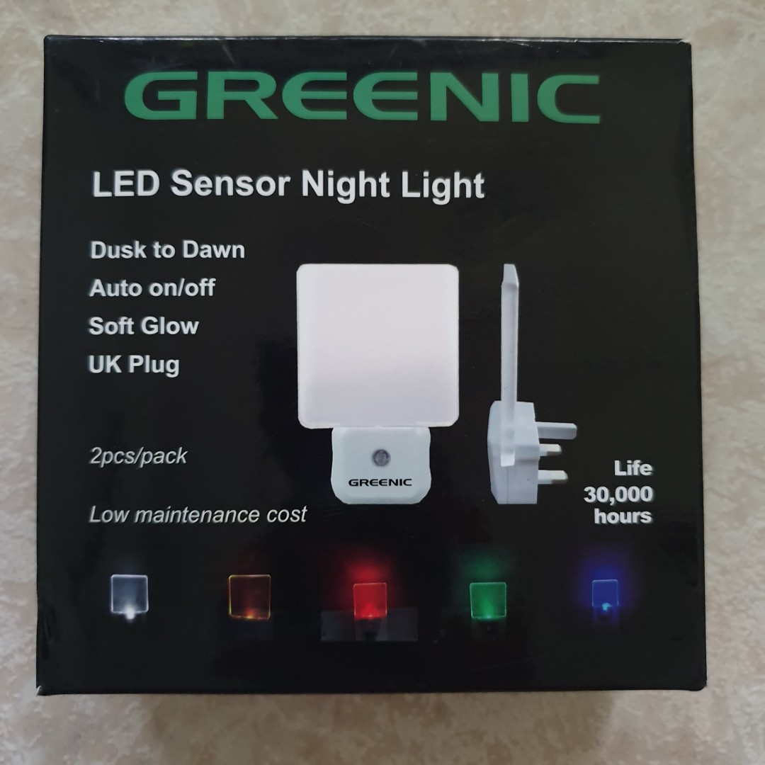GREENIC 2 Pack Multicolor Night Lights, 7 Color Cycle, Plug in, Auto on  Off, 0.5w LED Nightlight