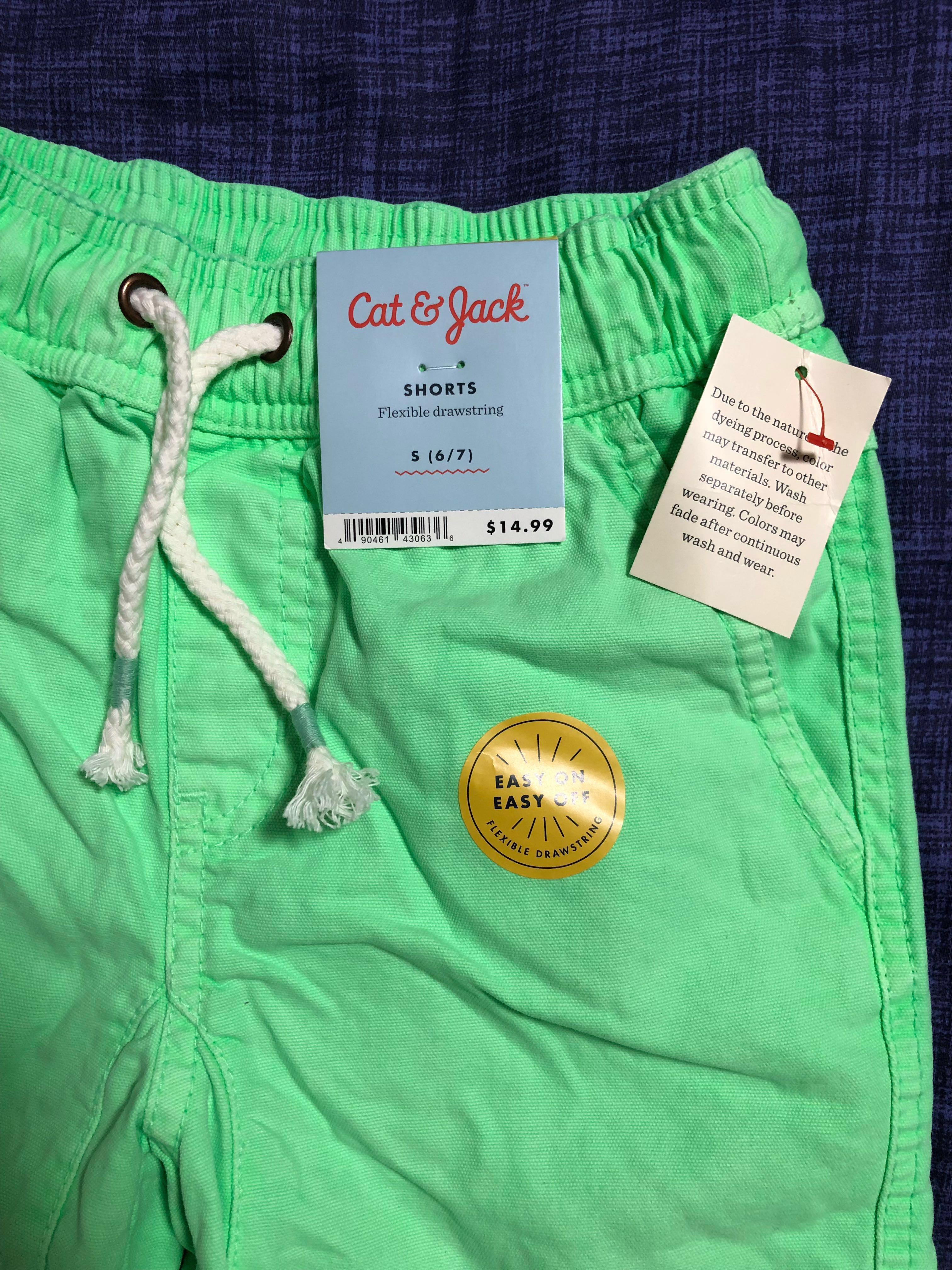 Cat Jack Shorts Lime Green Babies Kids Boys Apparel 4 To