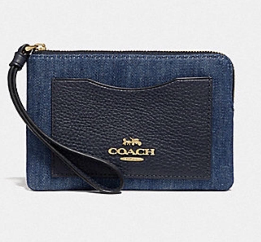 Coach denim wristlet clearance