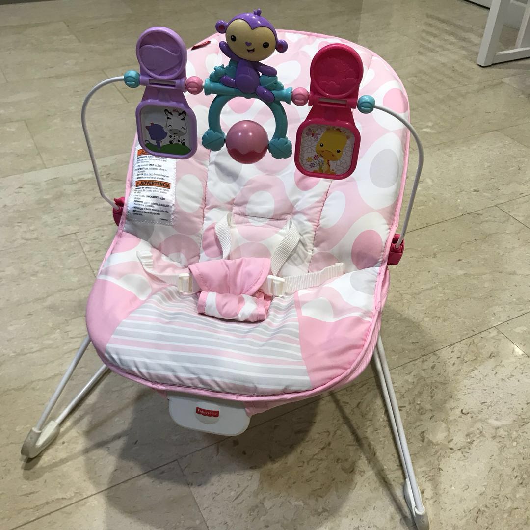 Fisher Price Pink Baby Bouncer, Babies & Kids, Infant Playtime on Carousell