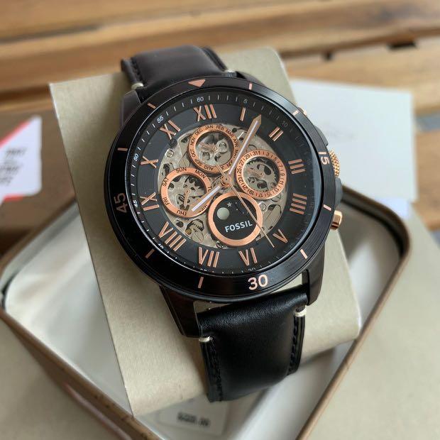 grant sport automatic black leather watch