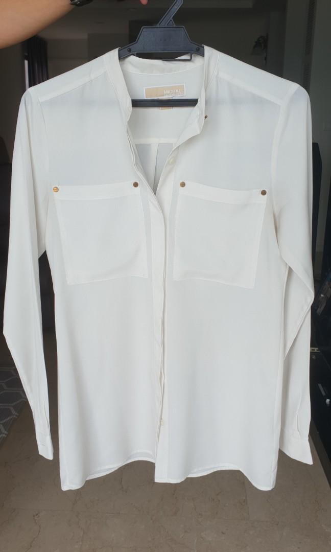 Michael Kors White Blouse, Women's Fashion, Tops, Blouses on Carousell