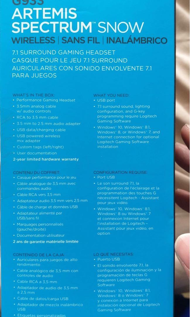 New Authentic In Box Logitech G933 Artemis Spectrum Wireless Rgb 7 1 Dolby And Dts Headphone Surround Sound Gaming Headset Pc Ps4 Xbox One Switch And Mobile Compatible Advanced Audio