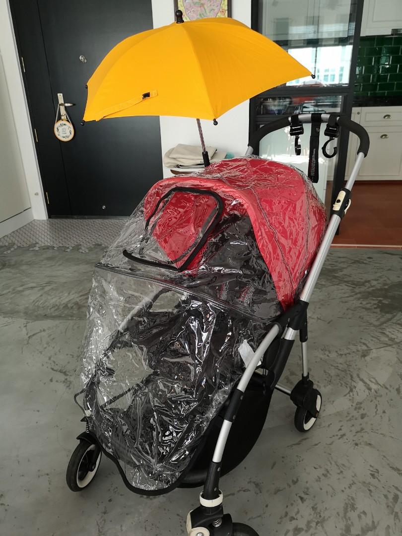 Red Bugaboo Bee Plus w Umbrella and Rain Cover Babies Kids Going Out Strollers on Carousell