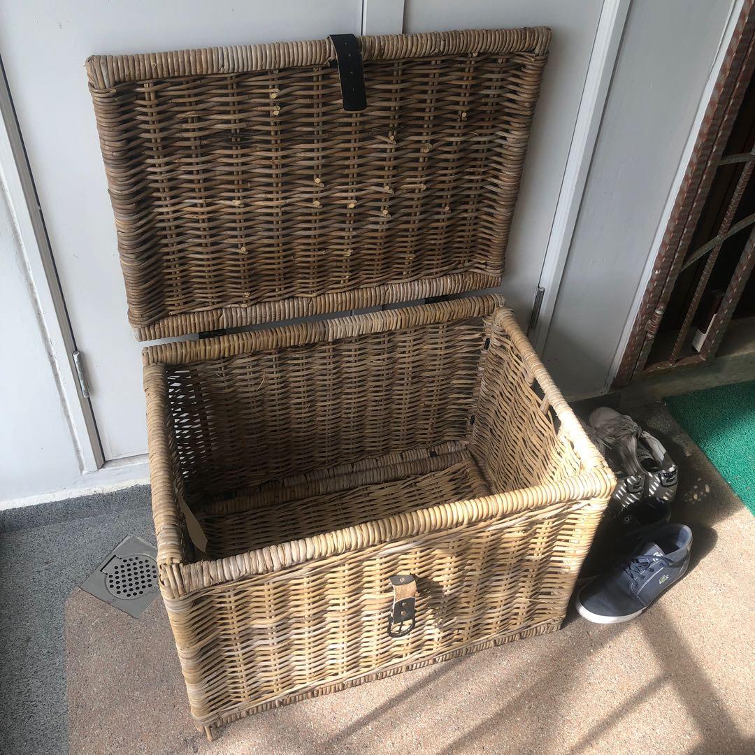 Shoe Storage Straw Basket Chest, Furniture & Home Living, Home ...
