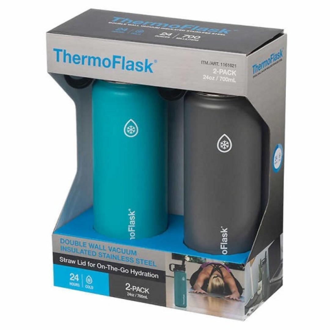 thermoflask stainless steel 24oz water bottle with straw lid